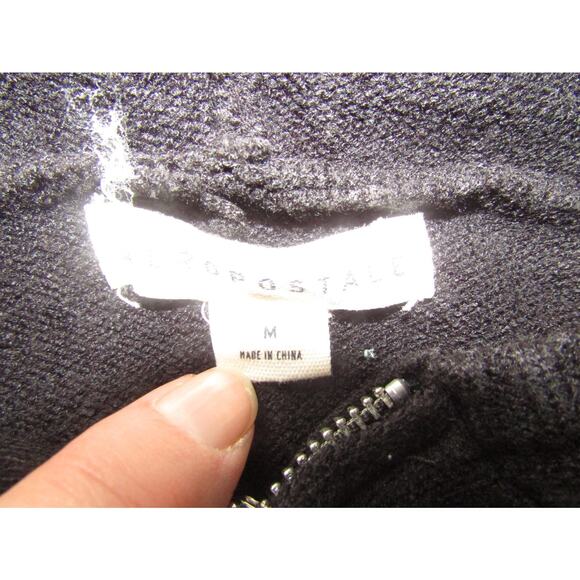 Aeropostale Girls M Black Knit Zip Hoodie Cropped Y2K Sweater Soft Stretch - Picture 3 of 5